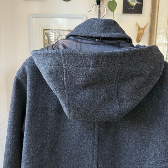 JG Hook Charcoal Grey Wool Hooded Duffle Coat Horn Loop XL - Picture 7 of 7